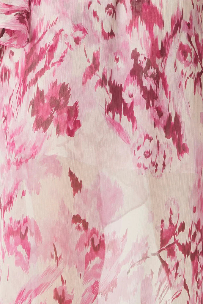 Misa Hollen Rose Printed Chiffon Dress- La Vie En Rose - Styleartist