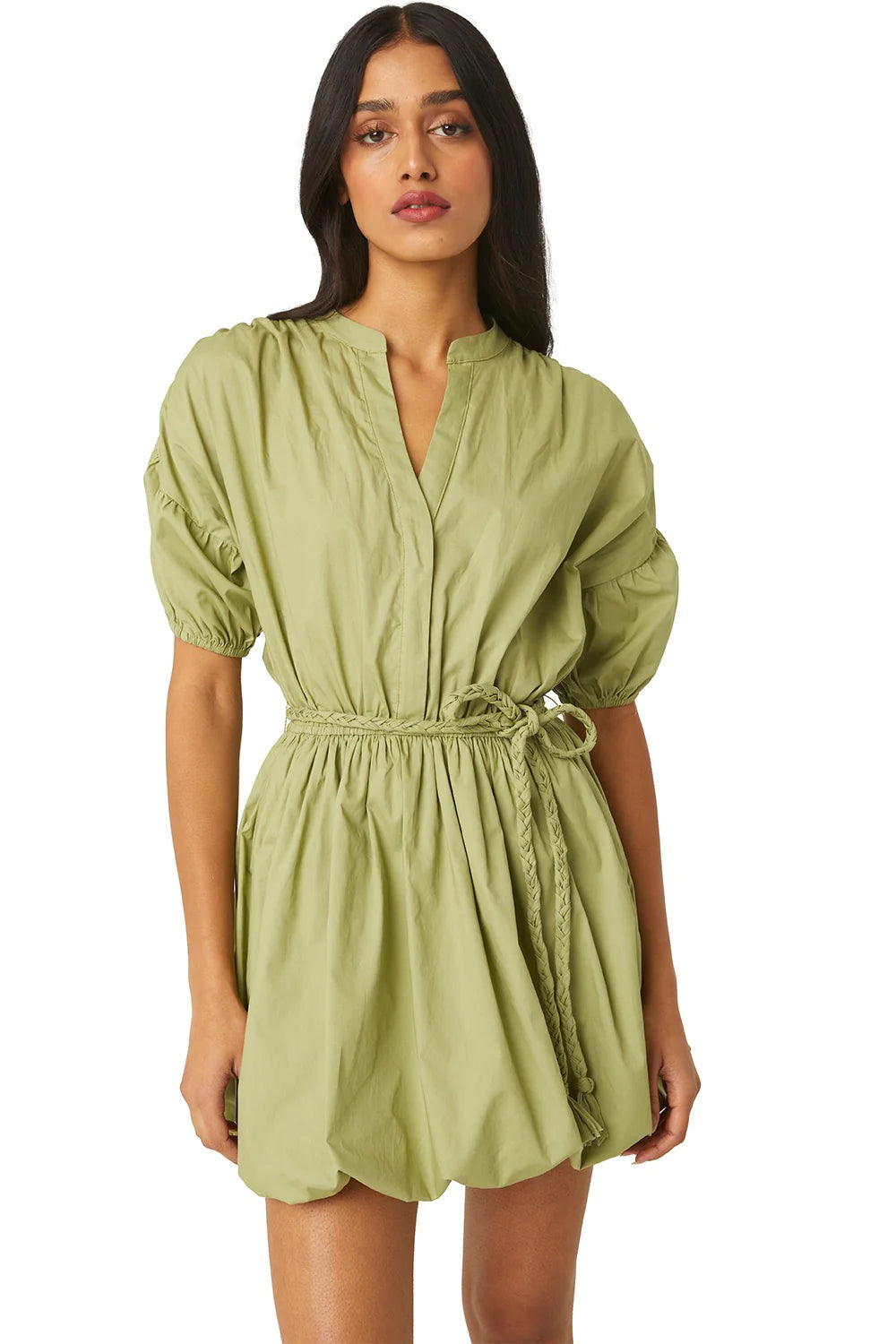 Misa Olivia Cotton Poplin Bubble Mini Dress- Olive Styleartist Misa Olivia Cotton Poplin Bubble Mini Dress- Olive Styleartist