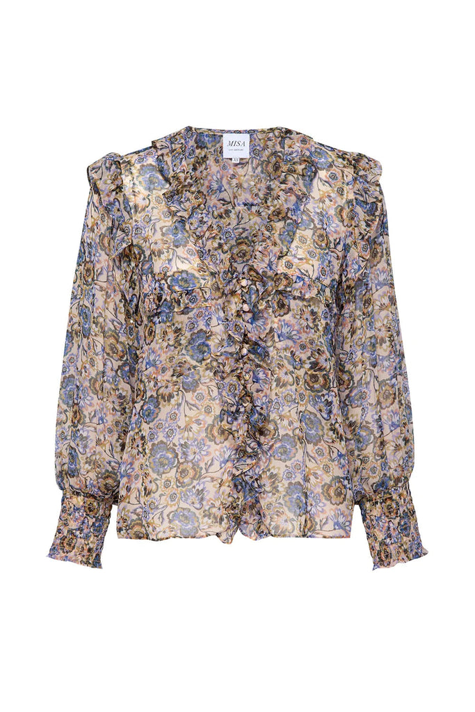 Misa Sacha Long-Sleeve Blouse - Sketched Floral - Styleartist