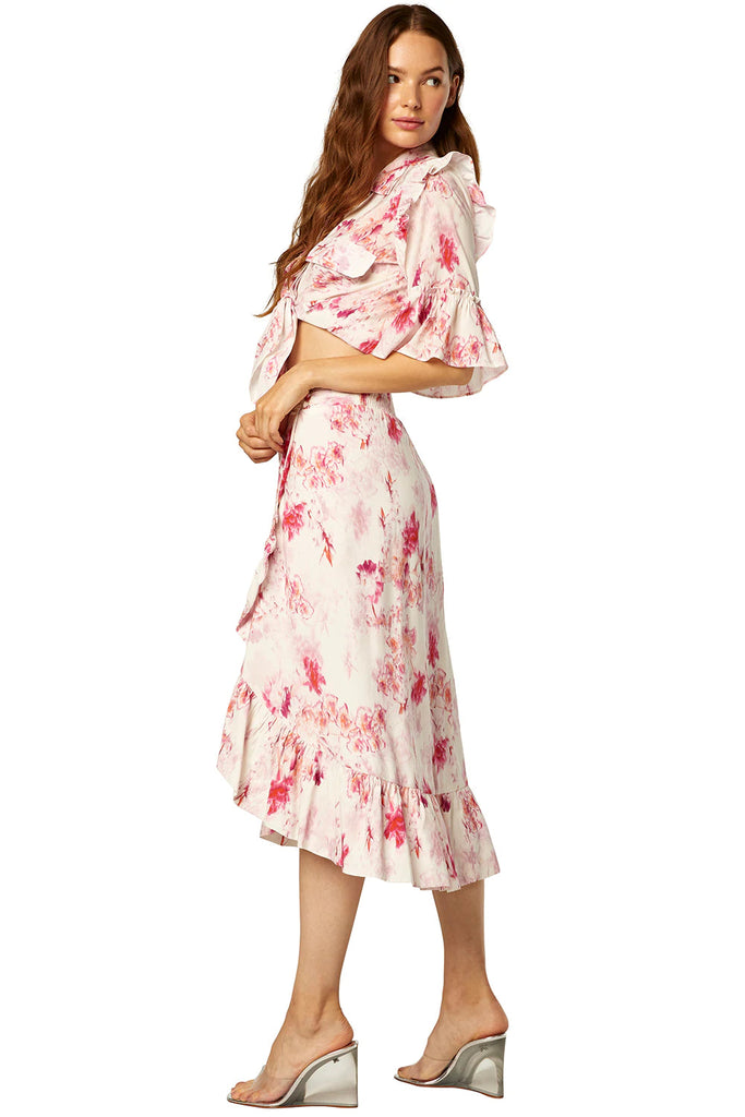 MISA Stephanie Floral Wrap Skirt- Pink Floral - Styleartist