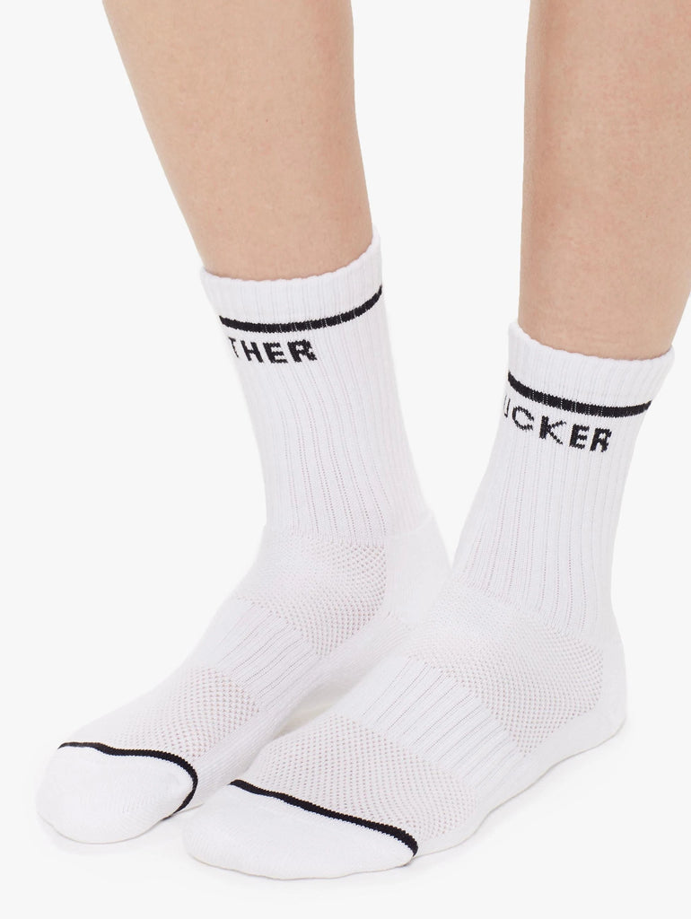 Mother Denim Baby Steps Socks- White Black - Styleartist