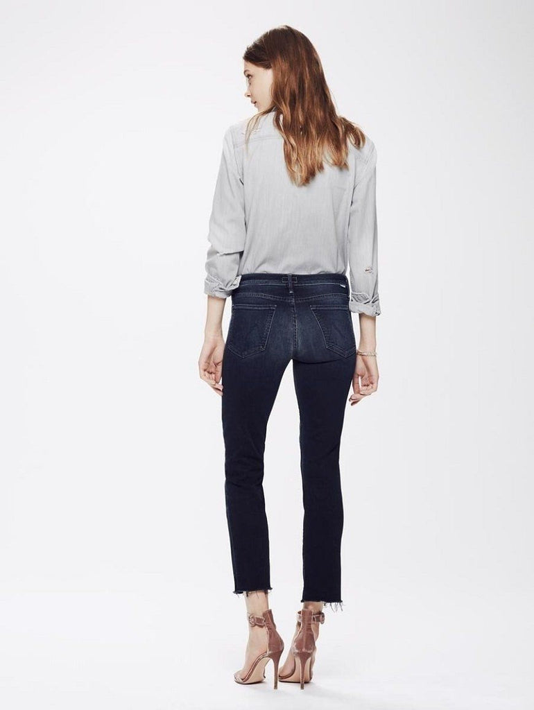 Mother Denim Rascal Ankle Snippet- Coffee, Tea, Or Me? Dark Blue Wash - Styleartist