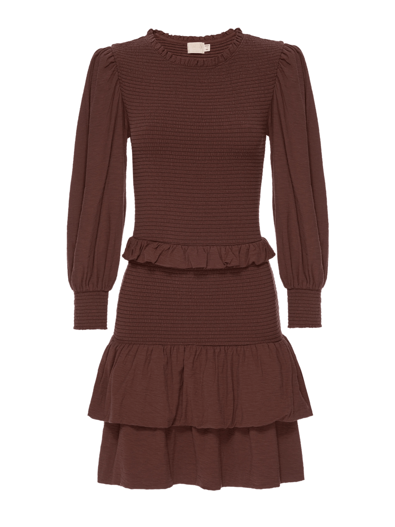 Nation Abby Smocked Peplum Mini Dress- Pinot Noir - Styleartist