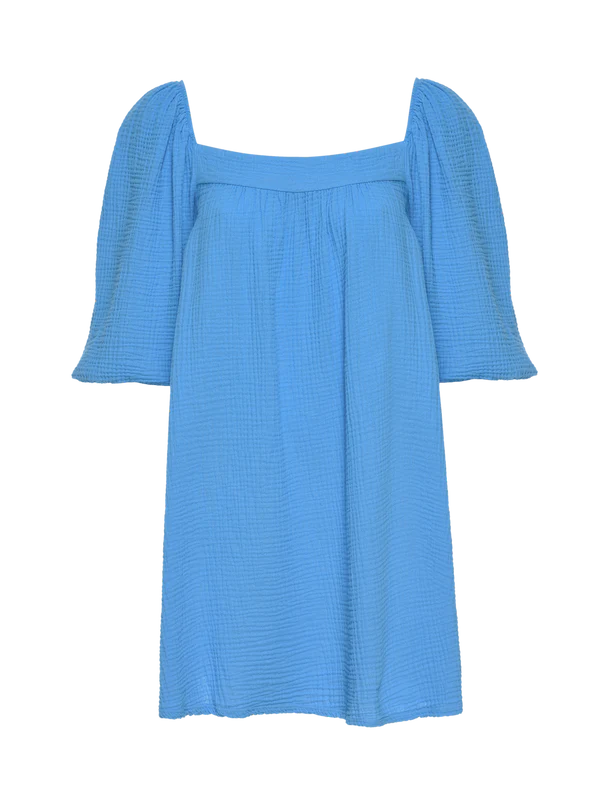 Nation Carter Square Neck Mini Dress- Lapis - Styleartist
