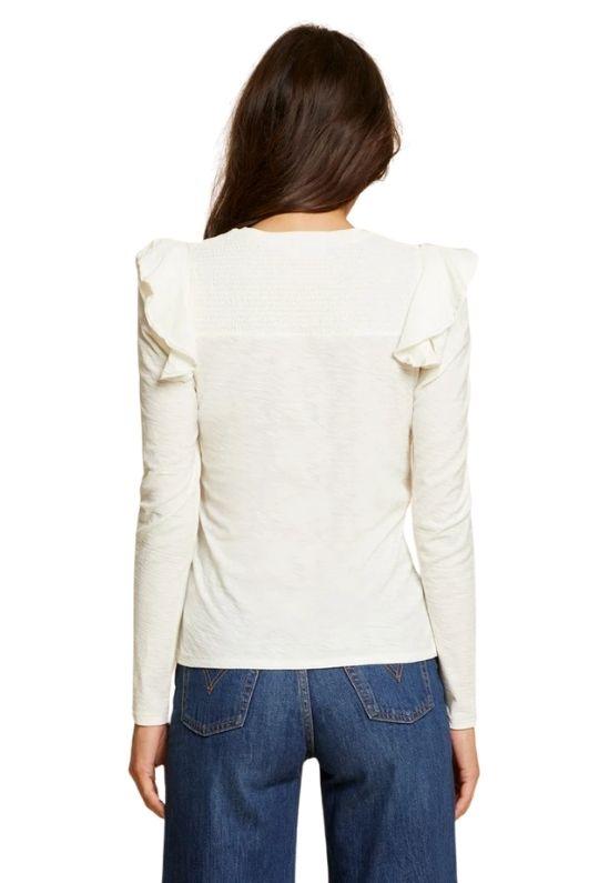 Nation Dalila Victorian Long Sleeve Tee - Off White - Styleartist