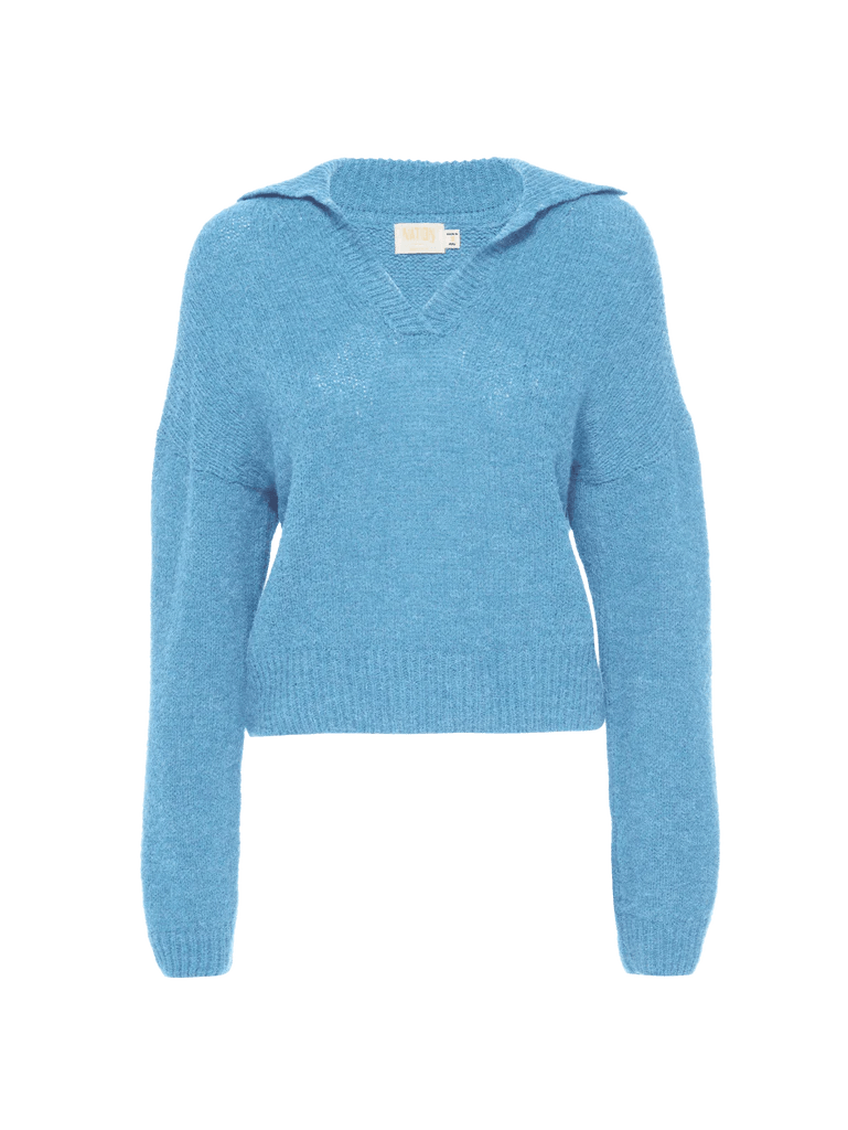 Nation Georgie Polo Sweater - Cornflower - Styleartist