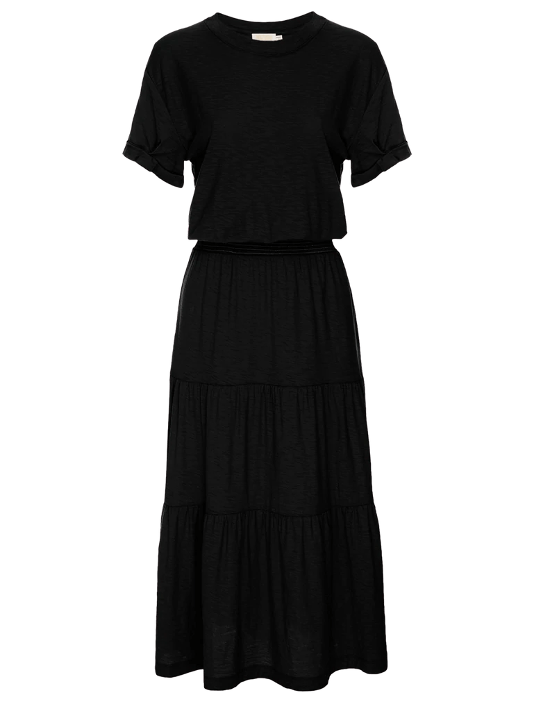 Nation Martine Casual Peasant Dress- Jet Black - Styleartist