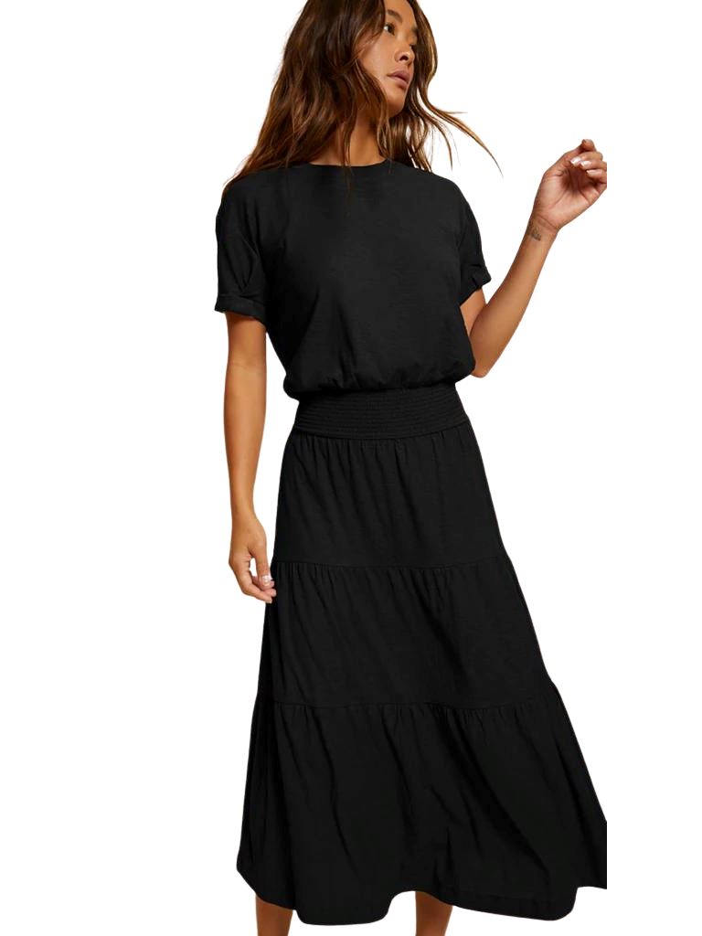 Nation Martine Casual Peasant Dress- Jet Black - Styleartist