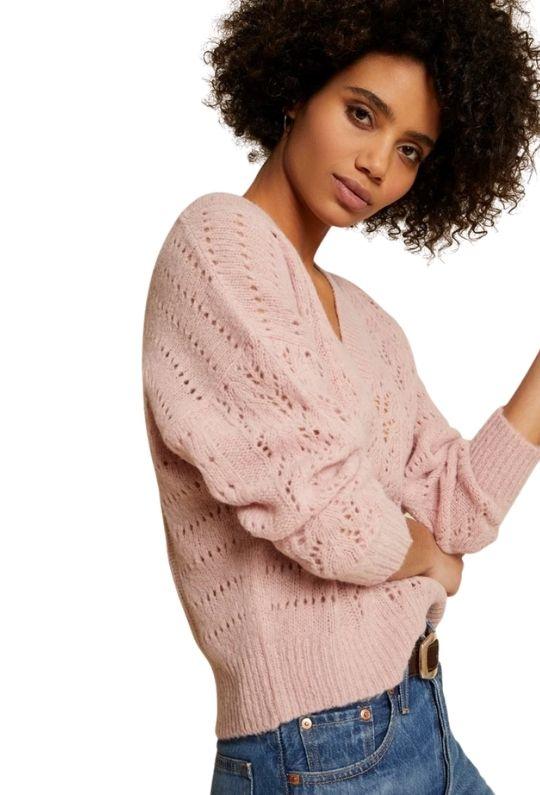 Nation Mika Pointelle Slouchy V Sweater - Cheeky Pink - Styleartist