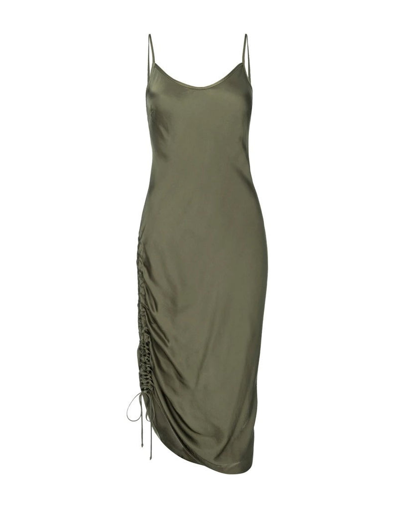 Nation Mira Bias Slip Dress With Drawstring- Eucalyptus - Styleartist