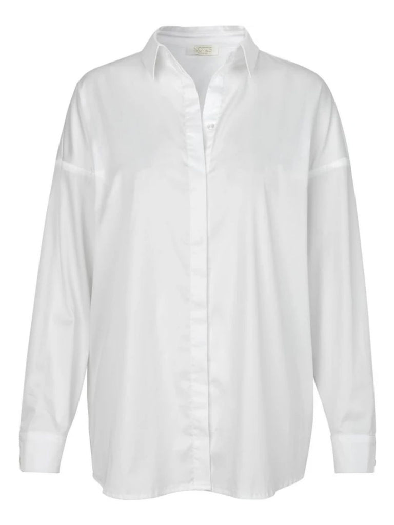 Notes Du Nord Kira Drop Shoulder Poplin Shirt - White - Styleartist