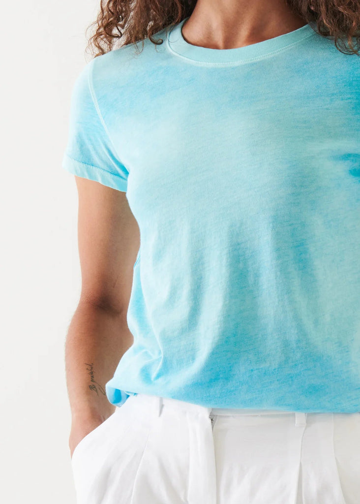 Patrick Assaraf Reverse Spray Lightweight Pima Cotton T-Shirt - Aquitaine - Styleartist