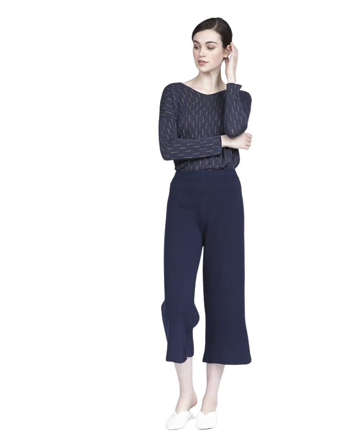 Pistache Cropped Knit Pant - Midnight Navy - Styleartist