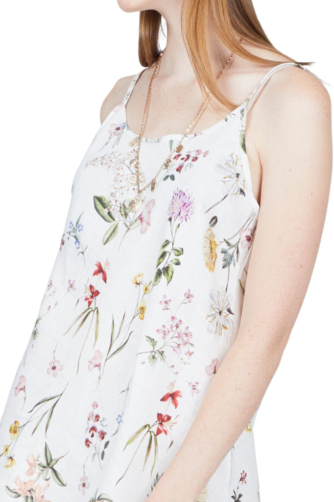 Pistache Floral Linen Slip Dress - Styleartist