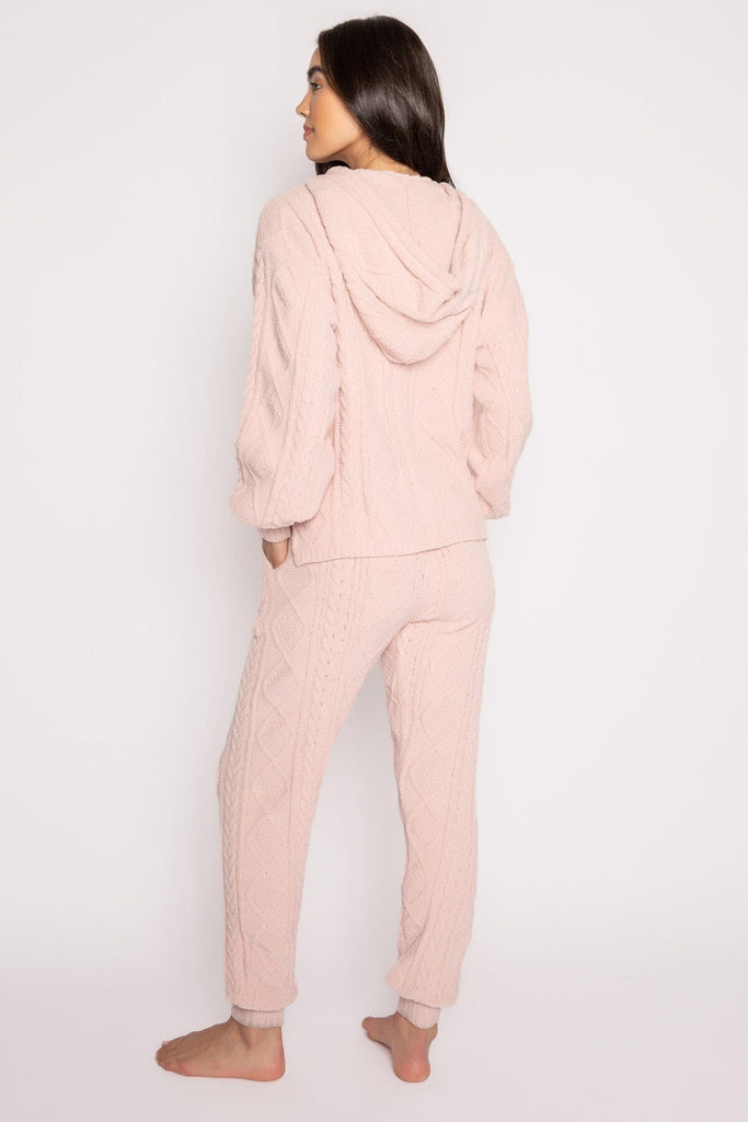 PJ Salvage Cable Crew Lounge Banded Pant - Pink Clay - Styleartist