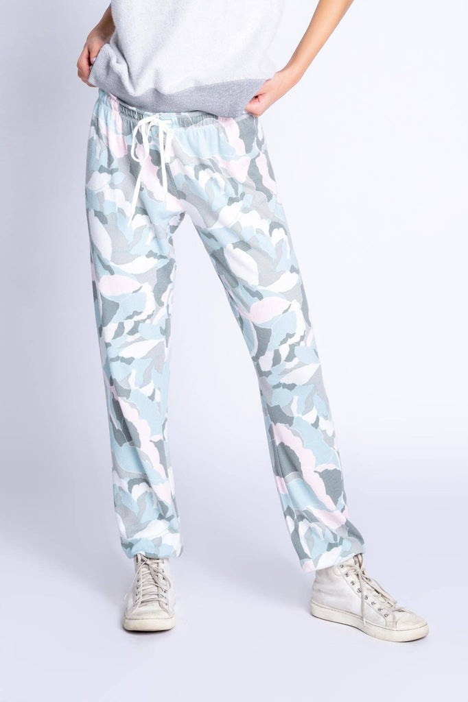 PJ Salvage Camo Bloom Banded Lounge Pant- Pastel Camo Bloom Print - Styleartist