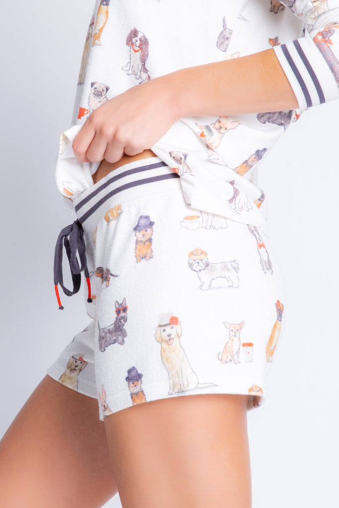 PJ Salvage Coffee+ Canines Coffee Dogs Short- Ivory - Styleartist