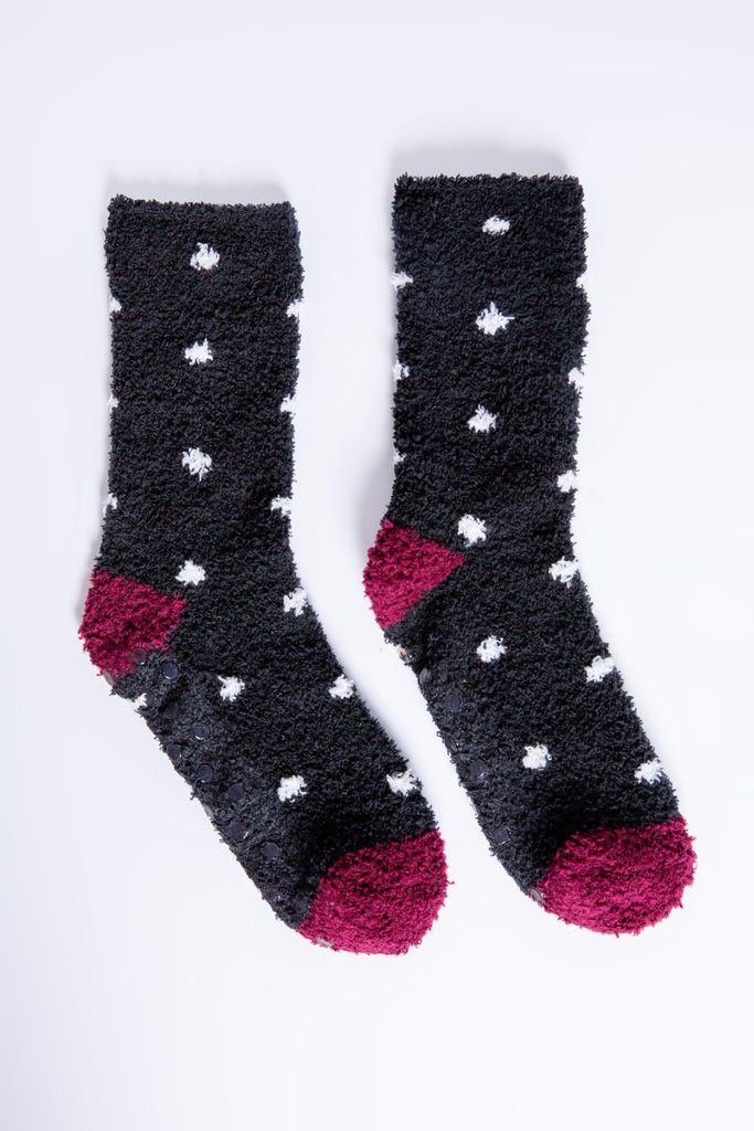 PJ Salvage Cozy Fun Socks Dots- Black - Styleartist