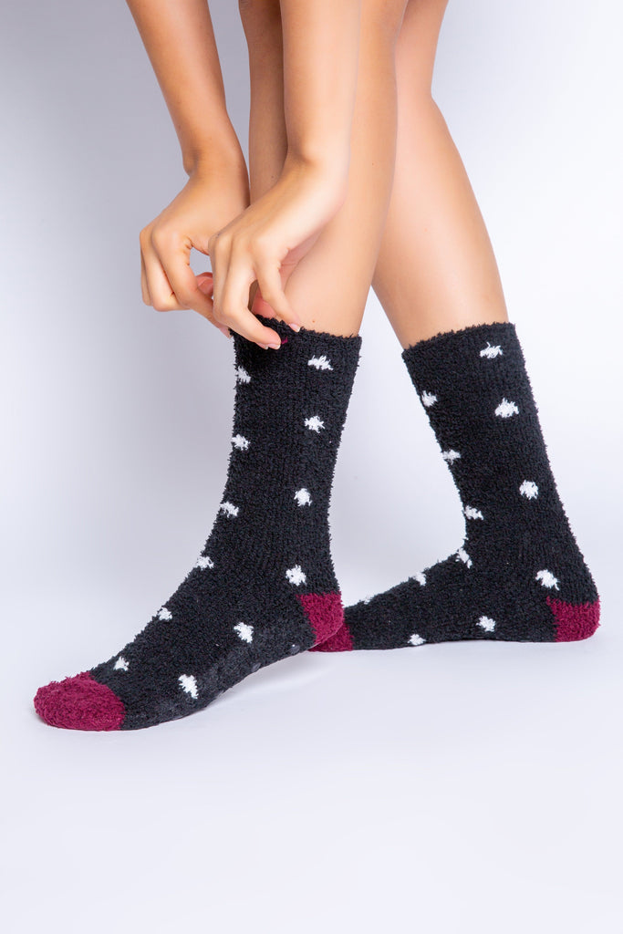 PJ Salvage Cozy Fun Socks Dots- Black - Styleartist