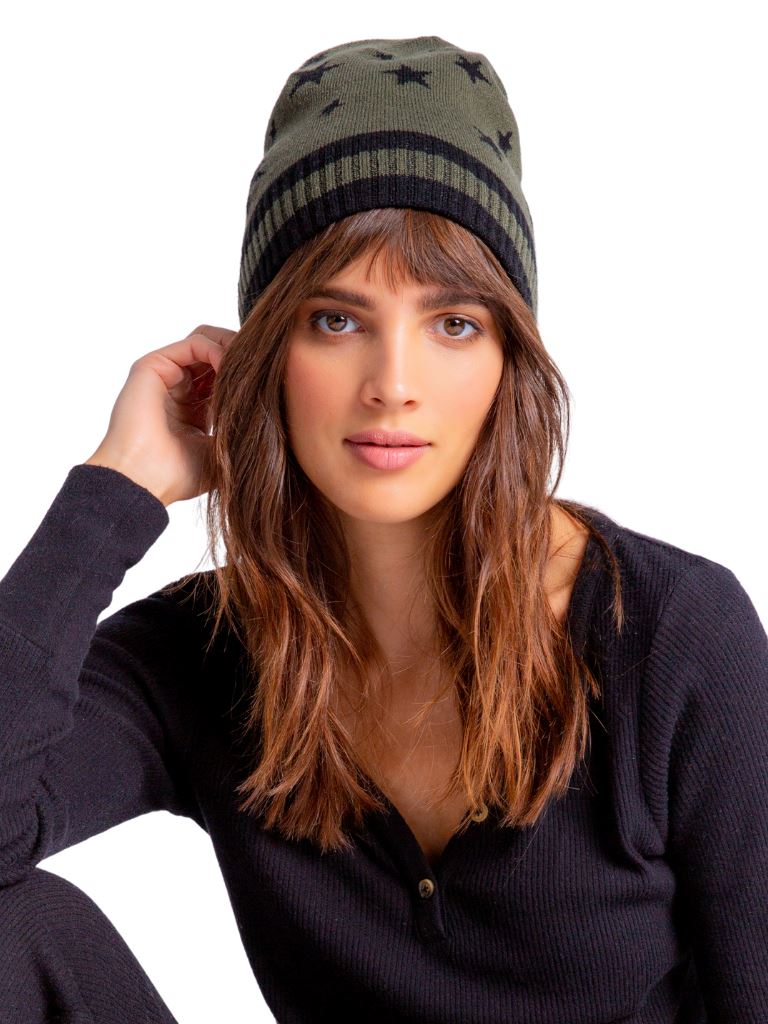 PJ Salvage Cozy Stars Beanie- Olive - Styleartist
