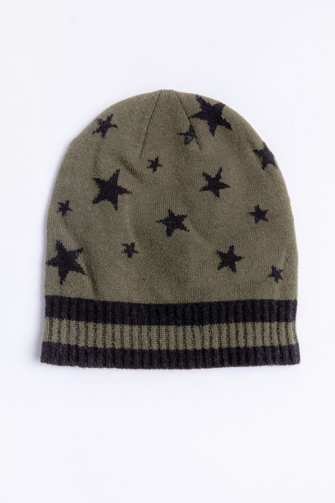 PJ Salvage Cozy Stars Beanie- Olive - Styleartist