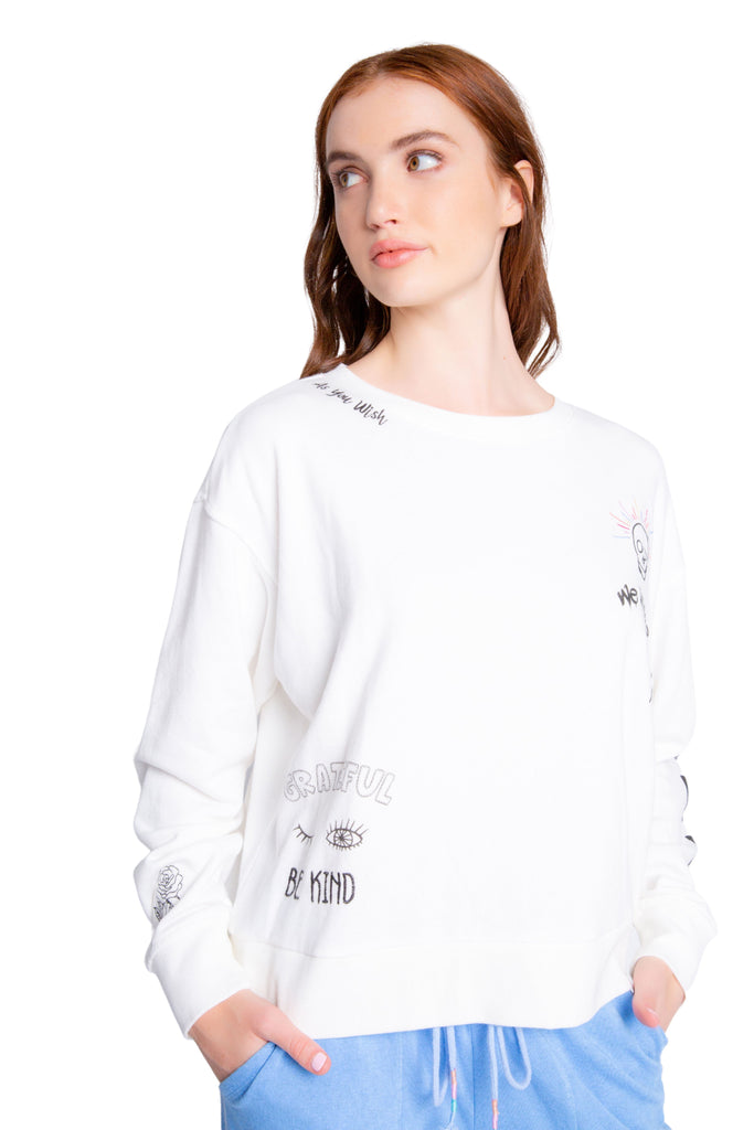 PJ Salvage Daily Doodles Long Sleeve Top- Ivory - Styleartist