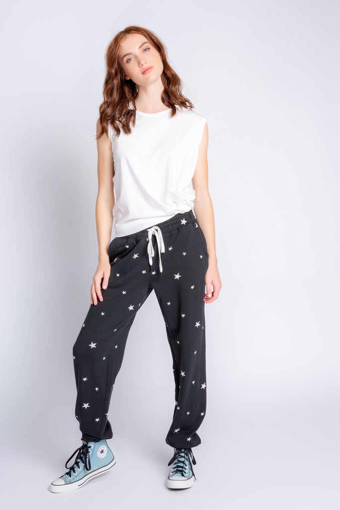 PJ Salvage Daily Doodles Stars Banded Pant- Black - Styleartist