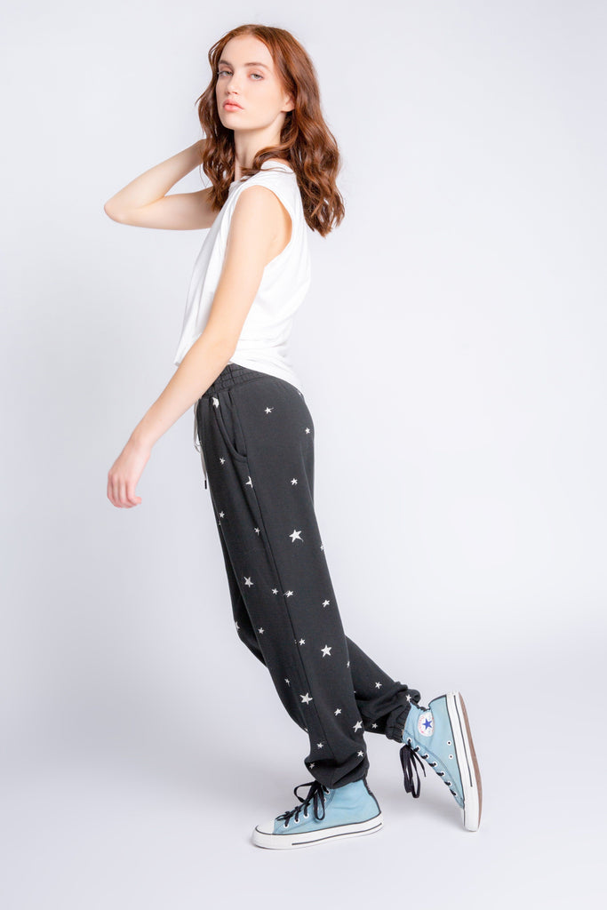 PJ Salvage Daily Doodles Stars Banded Pant- Black - Styleartist