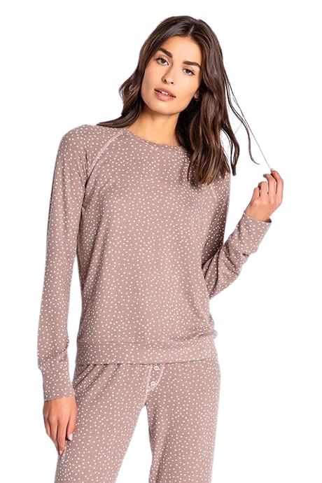 PJ Salvage Dollie Dot Long Sleeve Top - Cocoa - Styleartist
