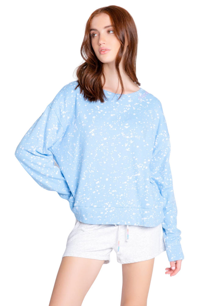 PJ Salvage Flick of a Brush Long Sleeve Top- Blue - Styleartist