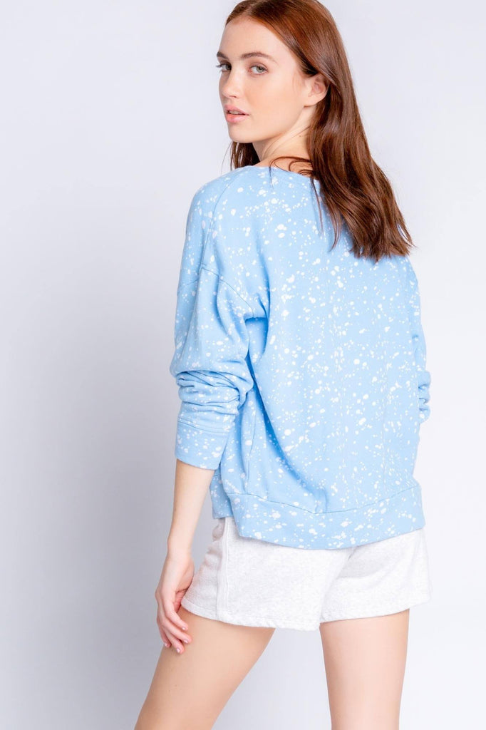 PJ Salvage Flick of a Brush Long Sleeve Top- Blue - Styleartist