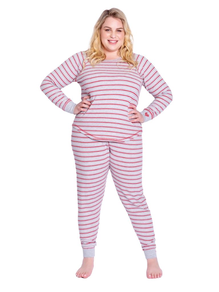PJ Salvage Frosted Fairisle Stripes Jampant-Heather Grey - Styleartist