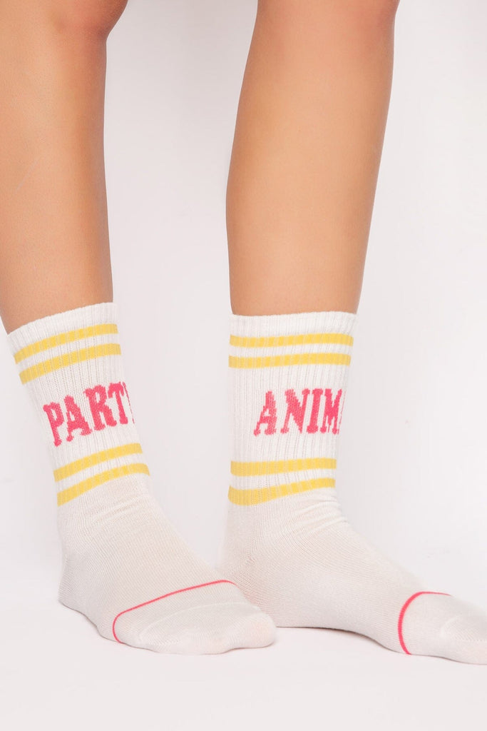 PJ Salvage Fun 'Party Animal' Socks- Cream - Styleartist