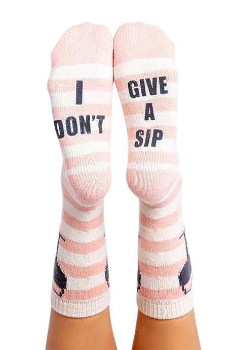 PJ Salvage Fun Socks Give A Sip- Blush - Styleartist