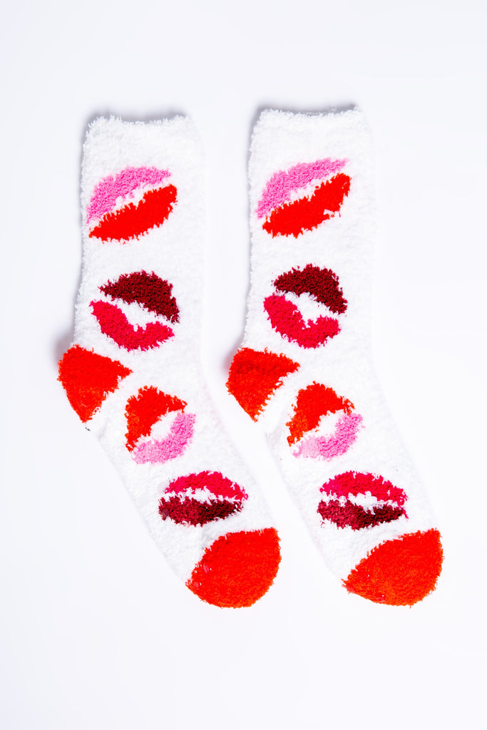 PJ Salvage Fun Socks Lip Socks- Ivory - Styleartist