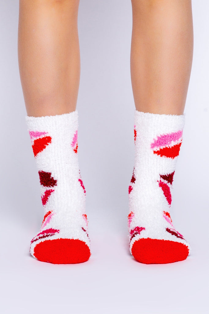 PJ Salvage Fun Socks Lip Socks- Ivory - Styleartist