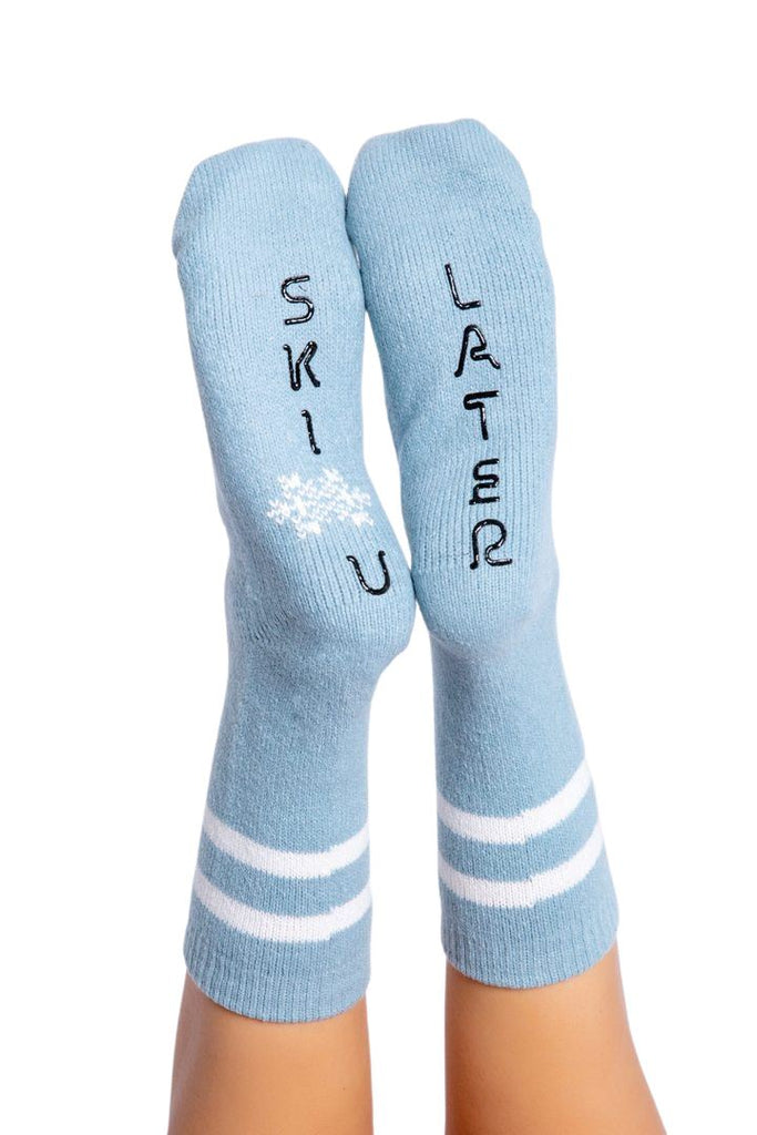 PJ Salvage Fun Socks Ski You Later- Ice Blue - Styleartist