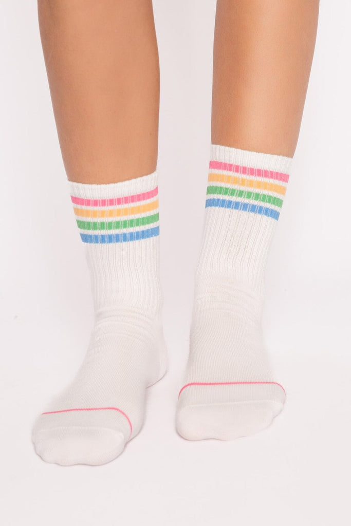 PJ Salvage Fun Socks with Multi Stripes- Ivory - Styleartist