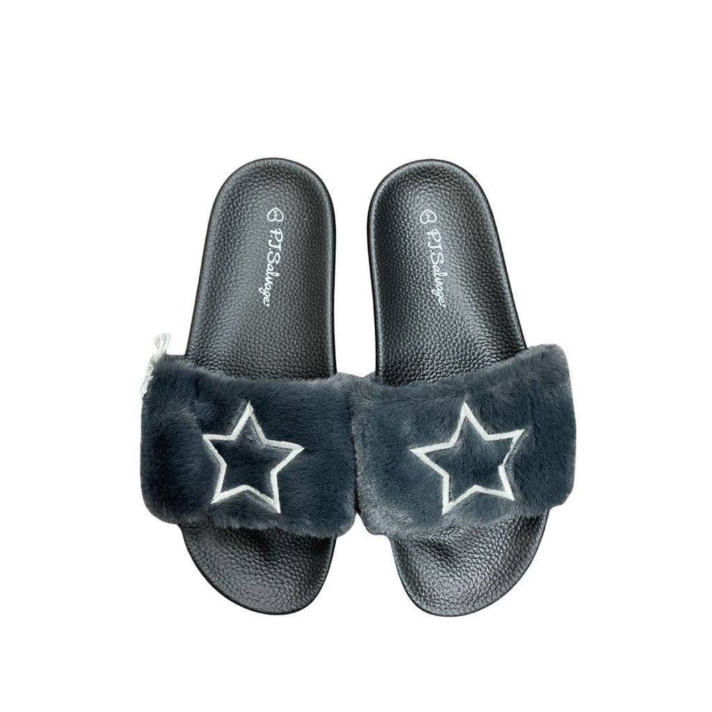Pj Salvage Fuzzy Feet Stars Slipper - Charcoal - Styleartist