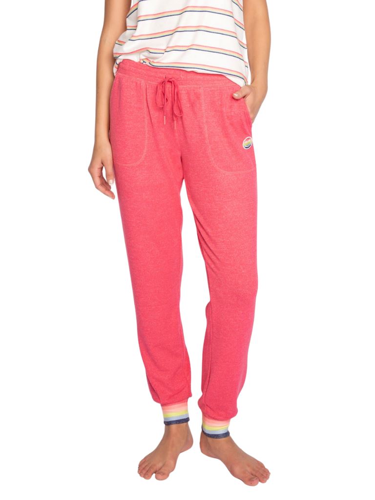 PJ Salvage Happy Things Smiley Face Banded Pant - Cherry - Styleartist
