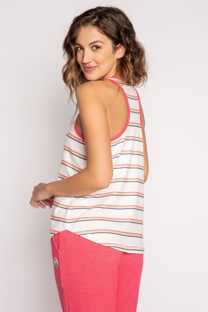 PJ Salvage Happy Things Striped Tank - Ivory - Styleartist