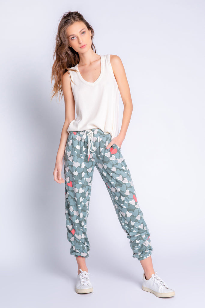 PJ Salvage Love in Camo Heart Banded Pant- Sage - Styleartist