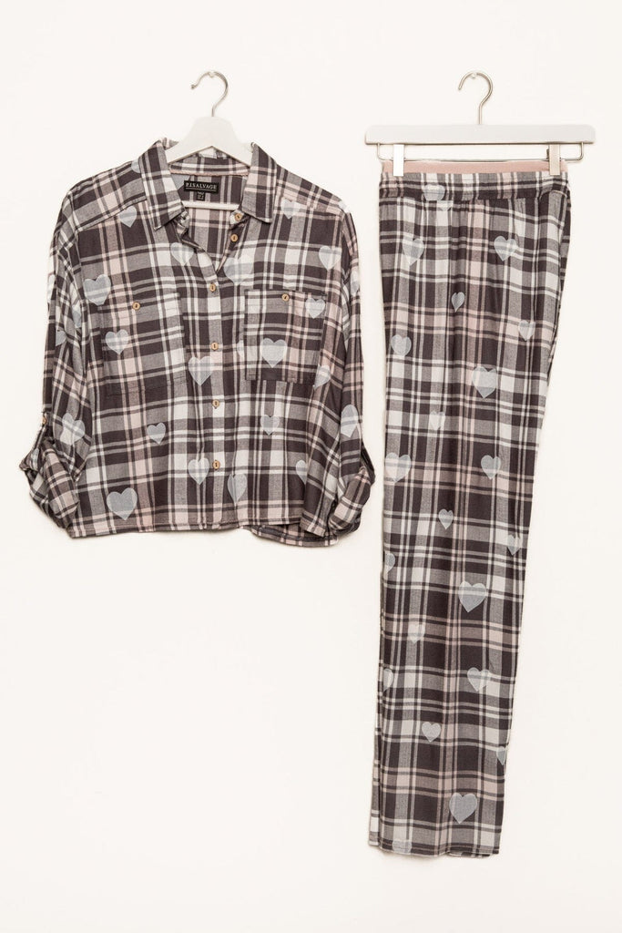 PJ Salvage Mad For Plaid Pant- Charcoal - Styleartist