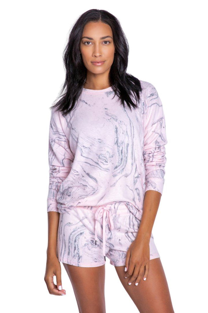 PJ Salvage Marvellous Marble Long Sleeve Top - Pale Pink - Styleartist