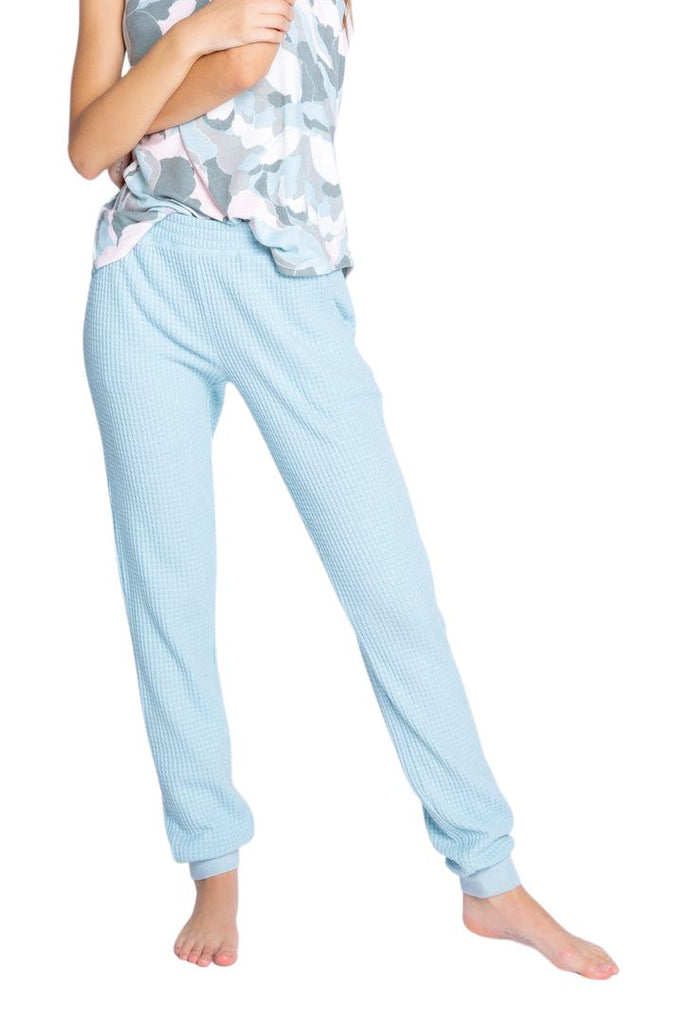 PJ Salvage Morning Waffles Solid Banded Pant- Ice Blue - Styleartist