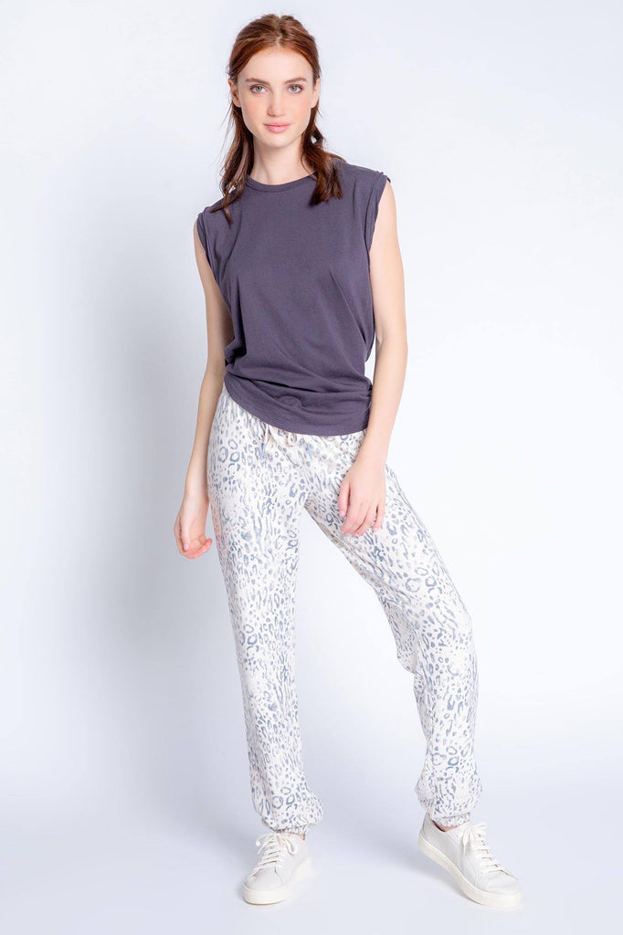 PJ Salvage Peachy Party Leopard Banded Pant- Oatmeal - Styleartist
