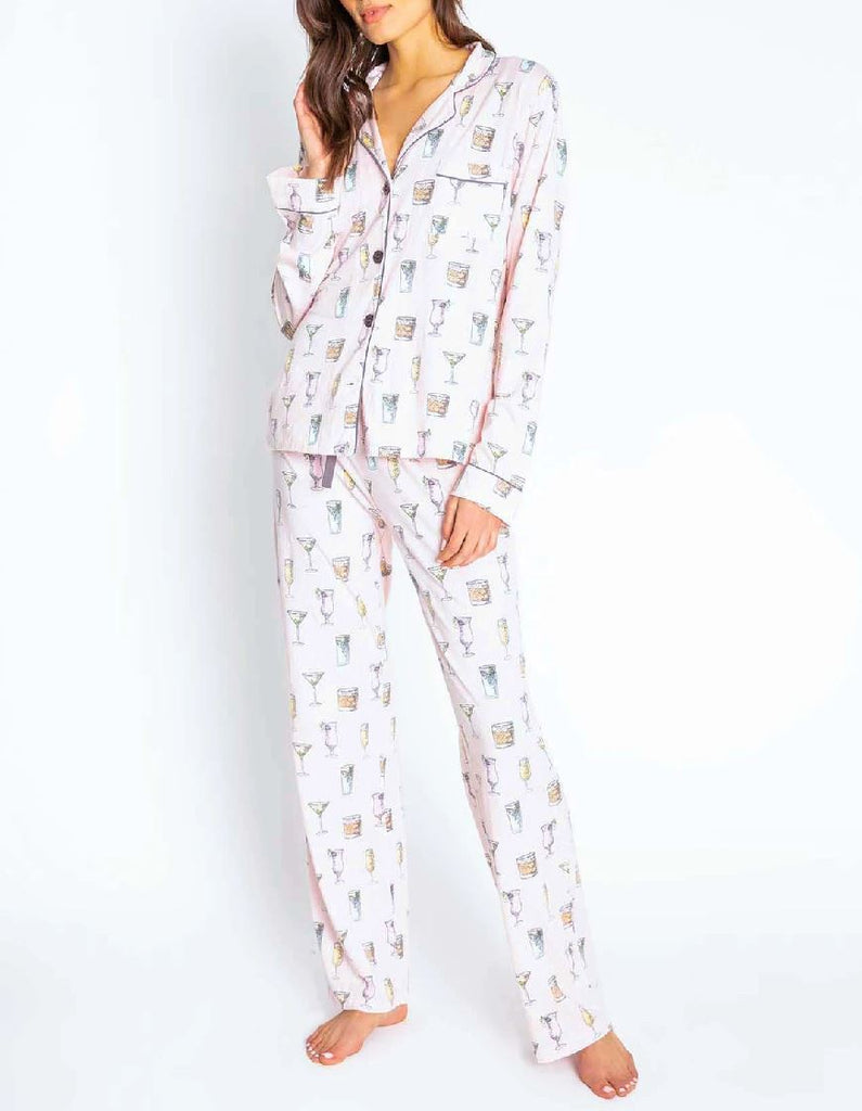 PJ Salvage Playful Prints Cocktail Set With Mask - Blush - Styleartist