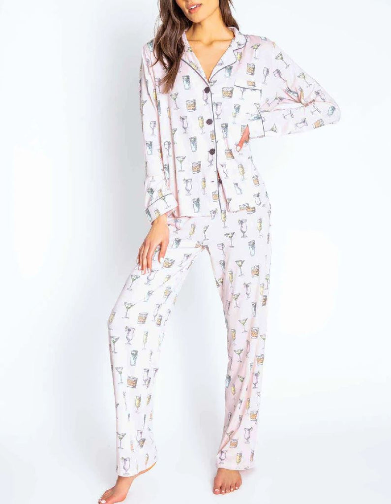 PJ Salvage Playful Prints Cocktail Set With Mask - Blush - Styleartist