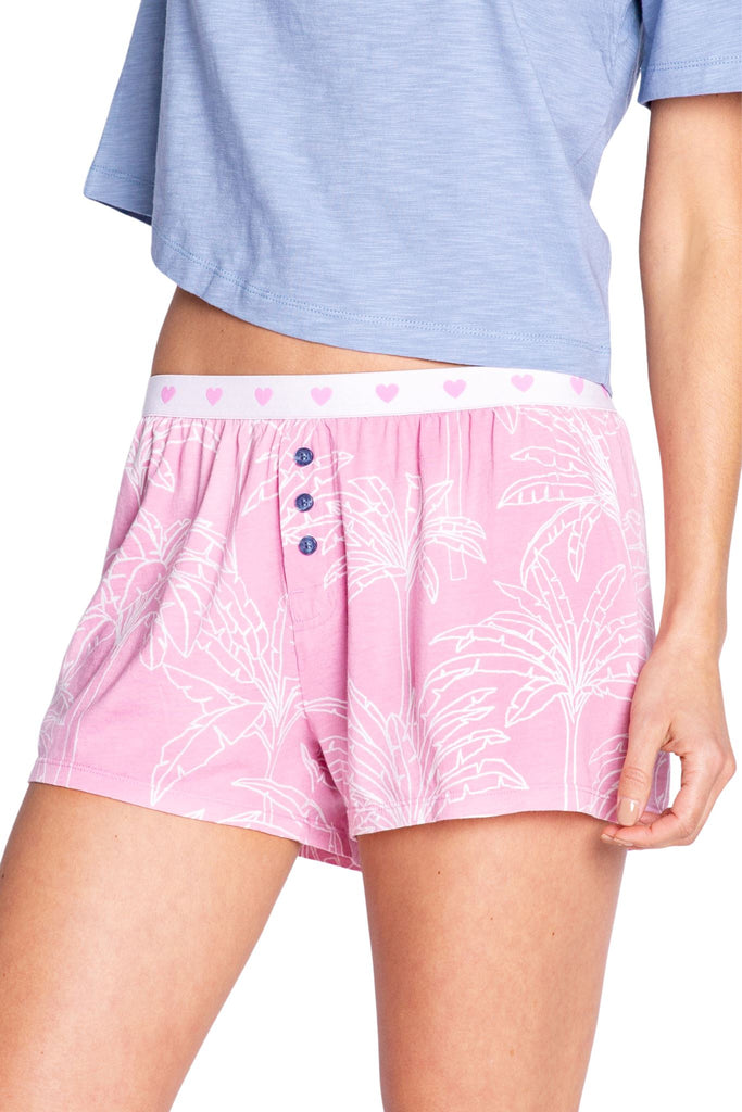 PJ Salvage Playful Prints Palm Tree Short- Lilac Rose - Styleartist