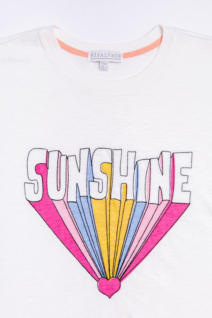 PJ Salvage Playful Prints Sunshine Short Sleeve Tee- Ivory - Styleartist